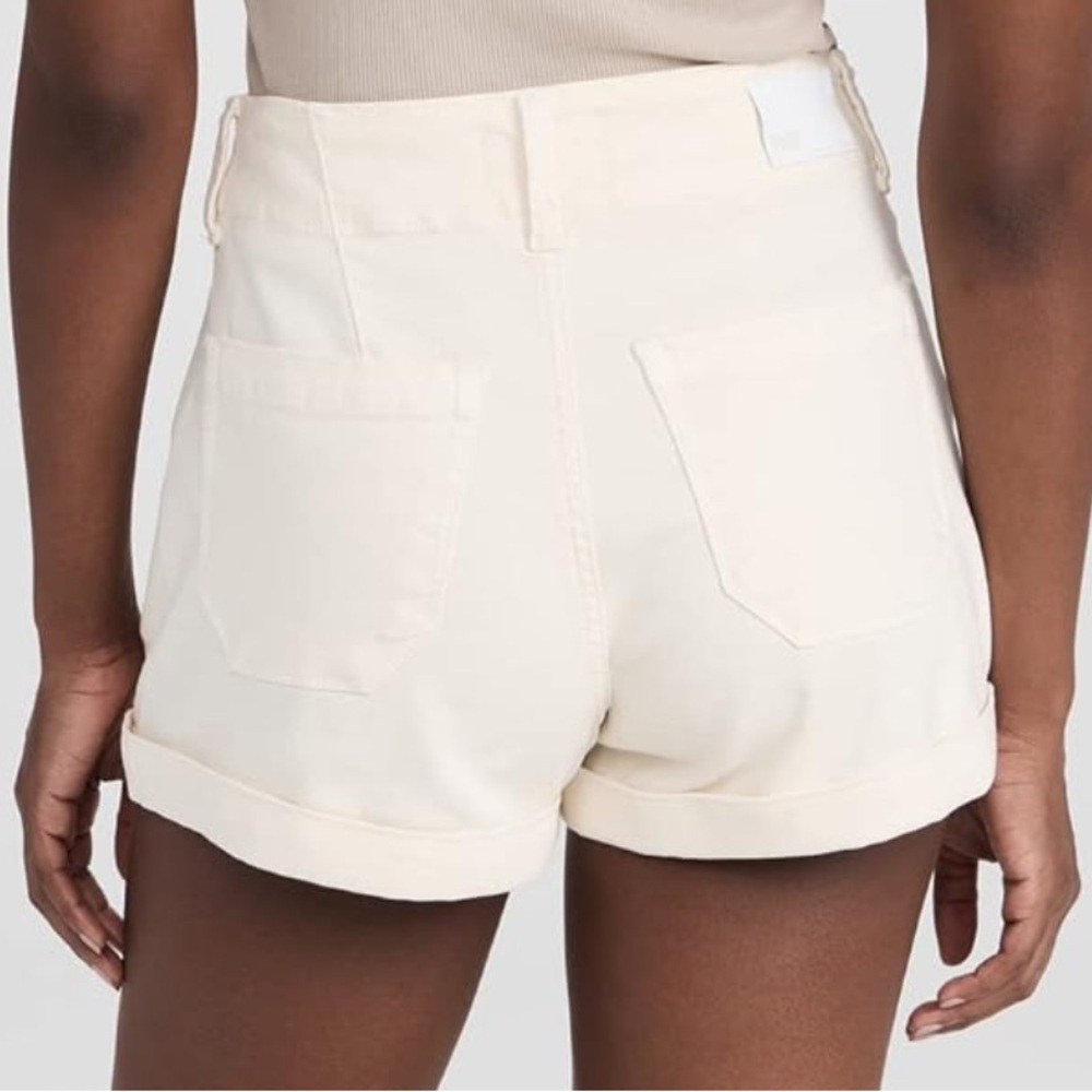 PAIGE Brooklyn High Rise Cuffed Shorts Ivory Quartz Sand Size 31 NWT - Picture 2 of 7
